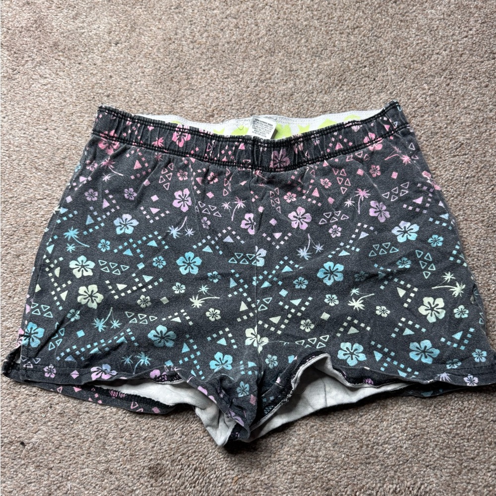 Basic Editions Black Floral Pattern Kids Shorts with Multicolor Accents
